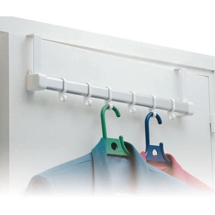 Patère pour porte avec 6 crochets - blanc