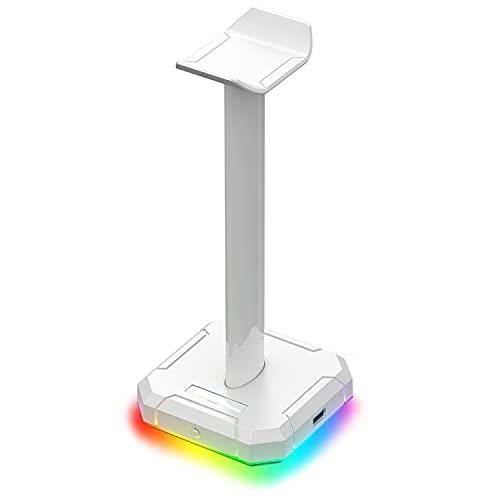 Support pour casque - REDRAGON - SCEPTER PRO WHITE - Rétroéclairage RVB - 4 ports USB 2.0 - Construction stable