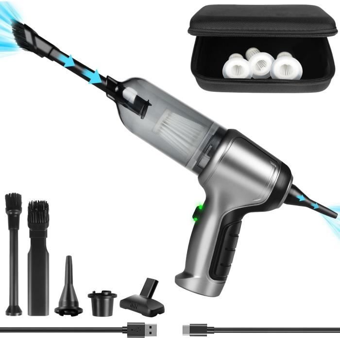 Aspirateur à Main Sans Fil 12000Pa Vert Foncé - Portable Puissant Pour Voiture, Maison Et Table