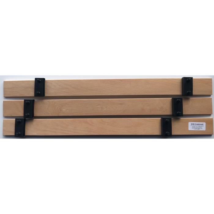 Lot de 3 Lattes 87,3cm (873 mm) largeur 53 mm épaisseur 8 mm 7 plis avec 6 embouts pour sommier, bz