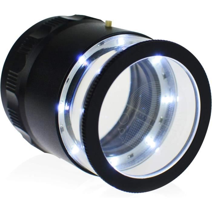 10X Loupe LED Loupe avec 8 lumières LED, Loupe à Distance Focale Réglable Loupe à Bijoux pour