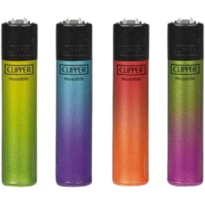 Lot De 4 Briquets Clipper Classic Rechargeables, Crystal Gradient #2, Fabriqués En Espagne