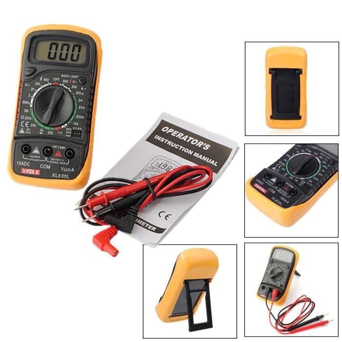 Digital LCD Multimètre Voltmètre Ampèremètre Ohmmètre Testeur Courant + Cable