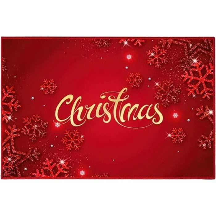 Tapis vinyle noël motif flocons de neige dorés