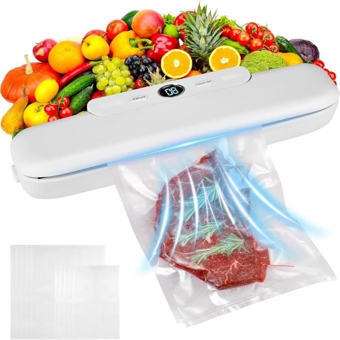 Machine Sous Vide Vegena Avec 15 Sacs Réutilisables - Scelleur Automatique Portable Pour Aliments - Viandes, Légumes, Fruits
