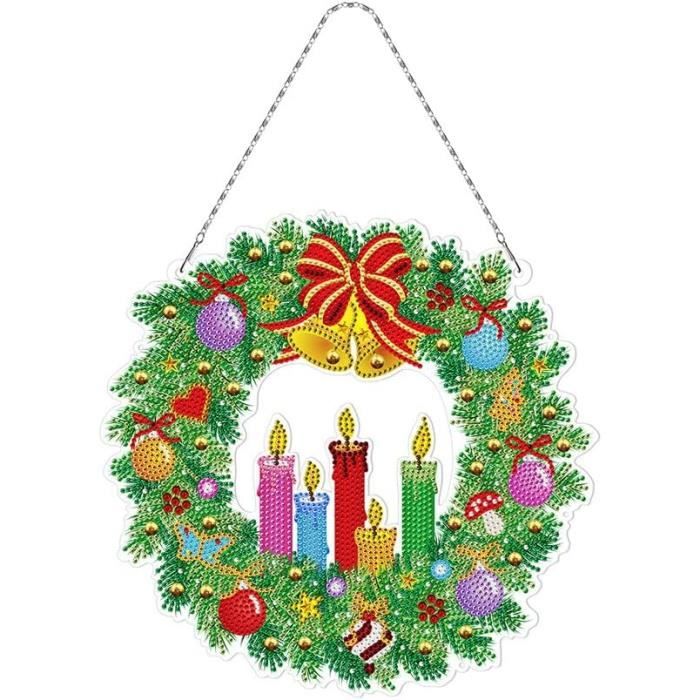 Kits de couronne de peinture au diamant Décoration de porte de Noël 5D Kits de couronne de peinture au diamant Décoration de porte de Noël 5D