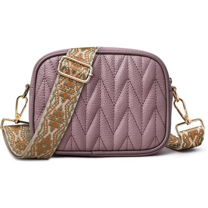Sac pour femme en cuir véritable avec bandoulière réglable