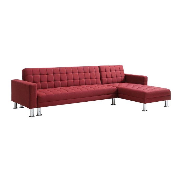 Canapé dangle convertible et réversible en tissu rouge WILLIS II