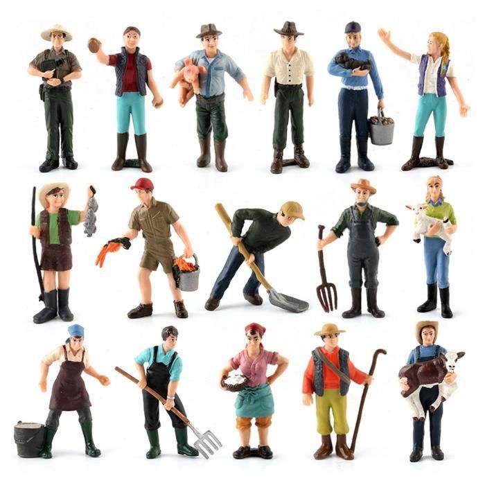 VGEBY Figurine de simulation 16pcs Ferme Jouet Miniature Enfant Modèle Personnage