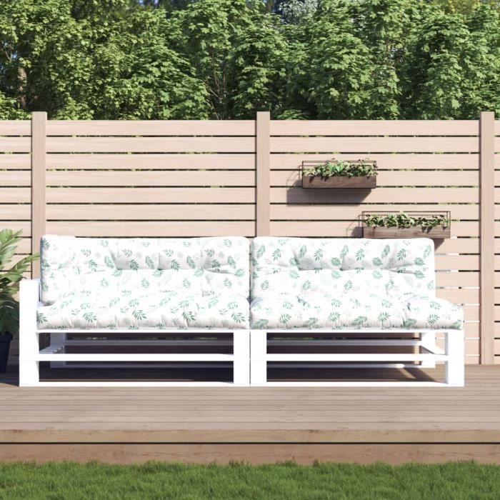 vidaXL Coussins de palette lot de 5 motif de feuilles tissu 360795