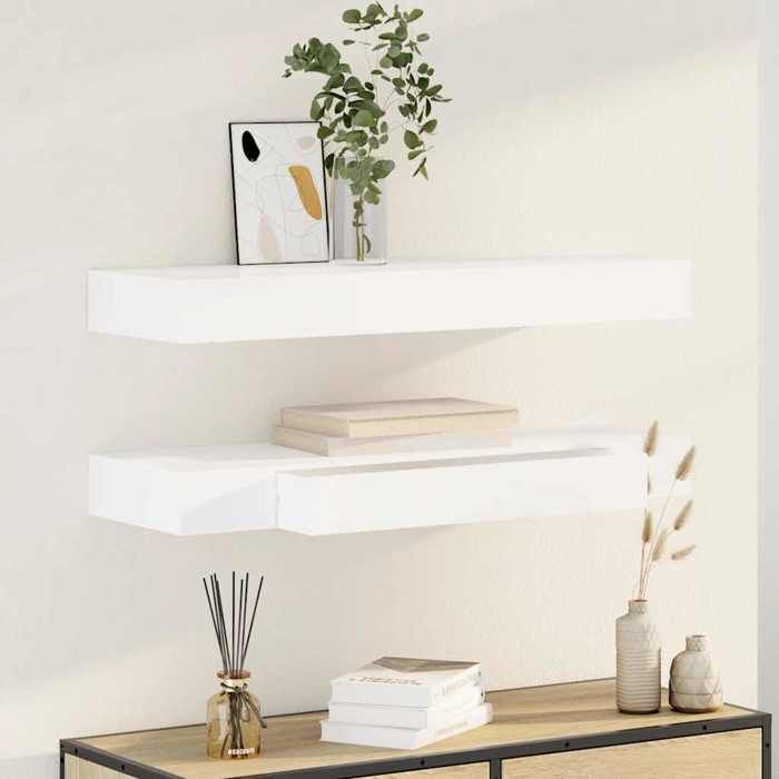 vidaXL Étagères murales avec tiroirs 2 pcs Blanc 80 cm 276002