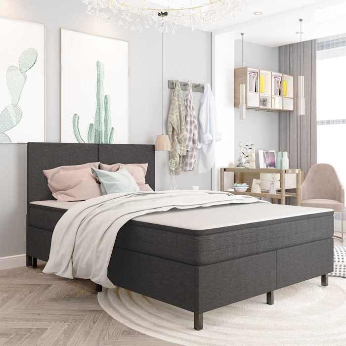 vidaXL Sommier à lattes de lit sans matelas gris tissu 180x200 cm 287466