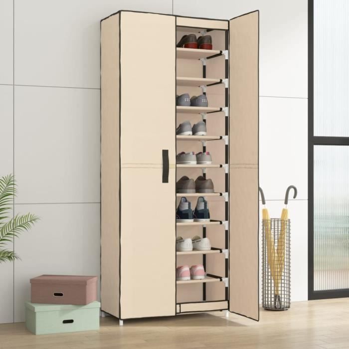 VidaXL Armoire à chaussures Crème 60x30x166 cm Tissu 337260 Cdiscount