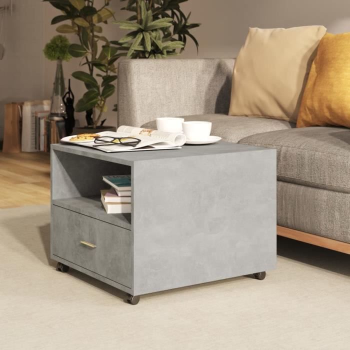 vidaXL Table basse gris béton 60x50x40 cm bois d'ingénierie 829256