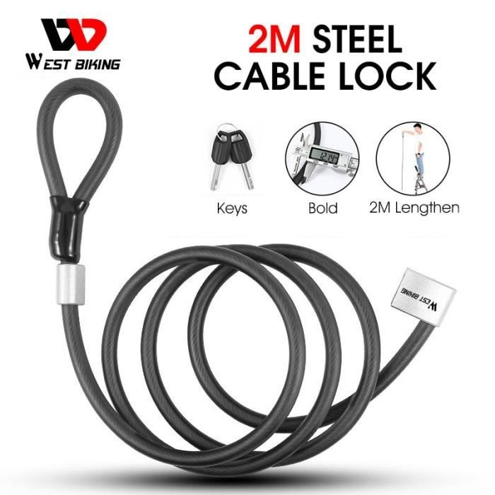 Antivol Vélo à Câble Acier Spirale 8mm - Neuf - À Clé