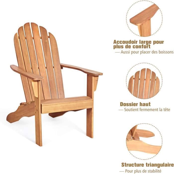 Fauteuil Jardin Adirondack Outsunny - Bois Pin - Avec Pouf Intégré - Pliable - 113kg Max