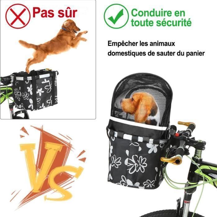 Panier Avant De Vélo Amovible Et Pliable – Capacité 5kg, 20L – Pour Chien, Courses, Camping – Tissu Oxford, Cadre Aluminium (noir)