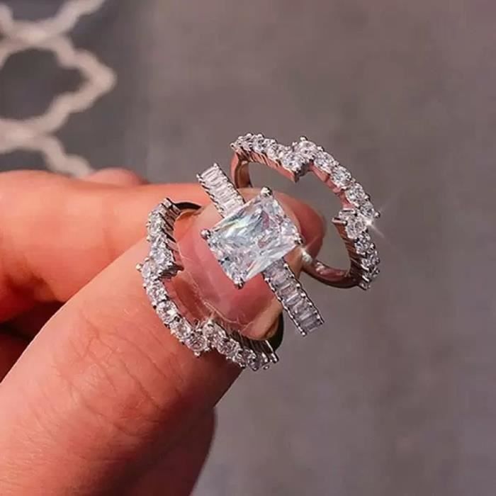 Bagues Couleur Argent Pour Femme Bague Brillante En Zircone