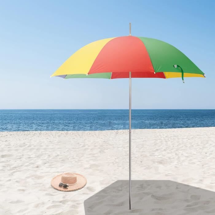 Parasol De Plage AKTIVE 200 Cm – Inclinable, UV50, 8 Baleines, Housse De Transport