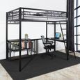 Lit mezzanine adulte/enfant en métal noir avec bureau - MEUBLES COSY - Home - 140x190cm-2