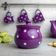 City to Cottage | Sucrier Pot de sucre | violet à pois blancs en céramique avec couvercle fait et peint à la main-2