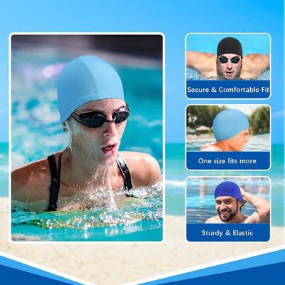 Lot De 4 Bonnets De Bain élastiques – Adultes Et Enfants – Doux, Respirant Et Facile à Enfiler – Noir Et Bleu