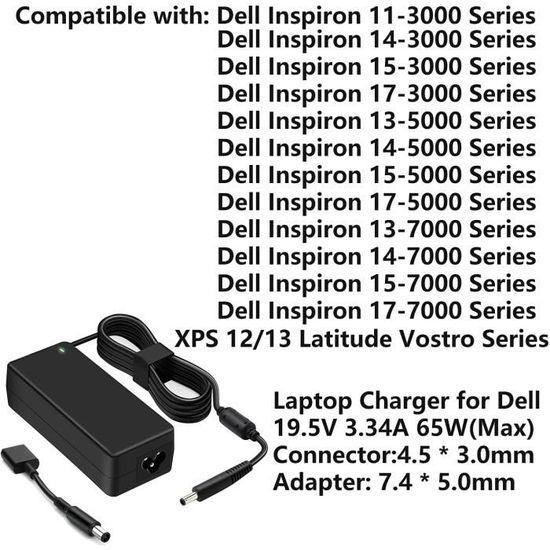 WISTAR 65W 45W Charger for Dell Inspiron 15-3000 15-5000 15-7000 11-3000 13-5000 13-7000 17-5000
