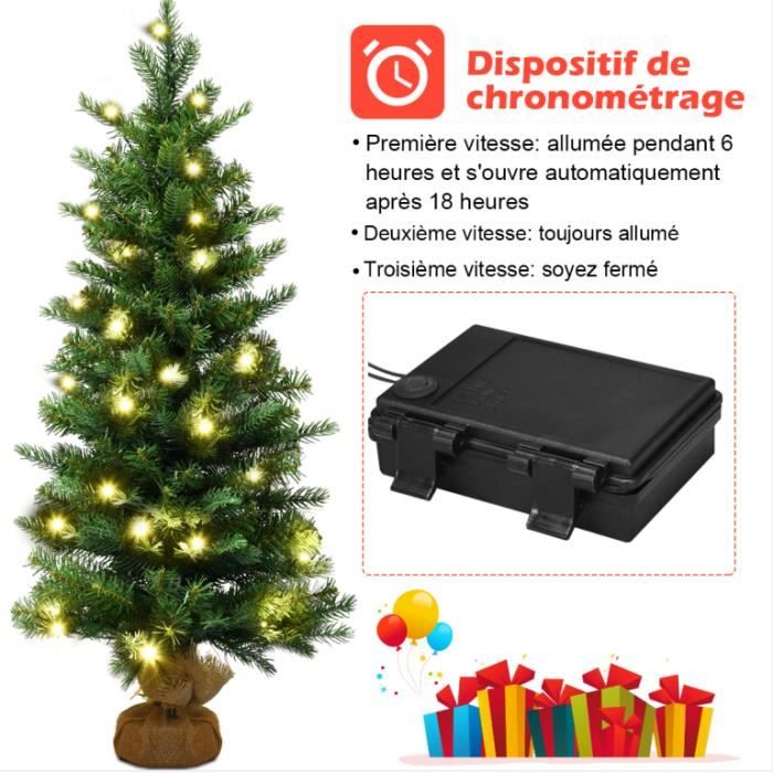 Sapin De Noël Artificiel 90 Cm Avec Lumières 7 Couleurs - Déjà Décoré, Fibre Optique - Pour Maison, Bureau, Vitrine
