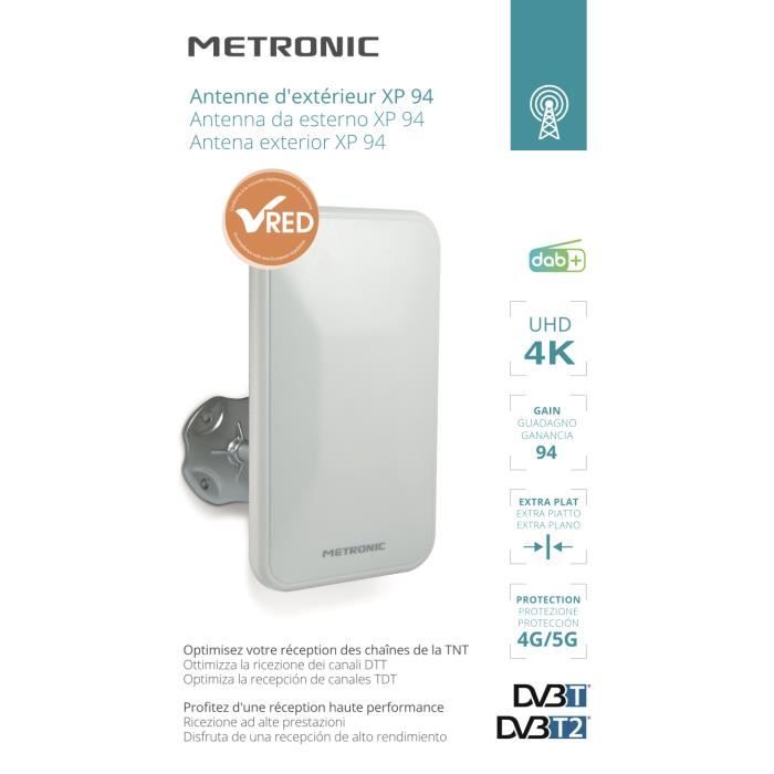 Antenna TV Esterna XP 94 4K UHD - Per Digitale Terrestre E DAB+, Bianca, Anti 5G