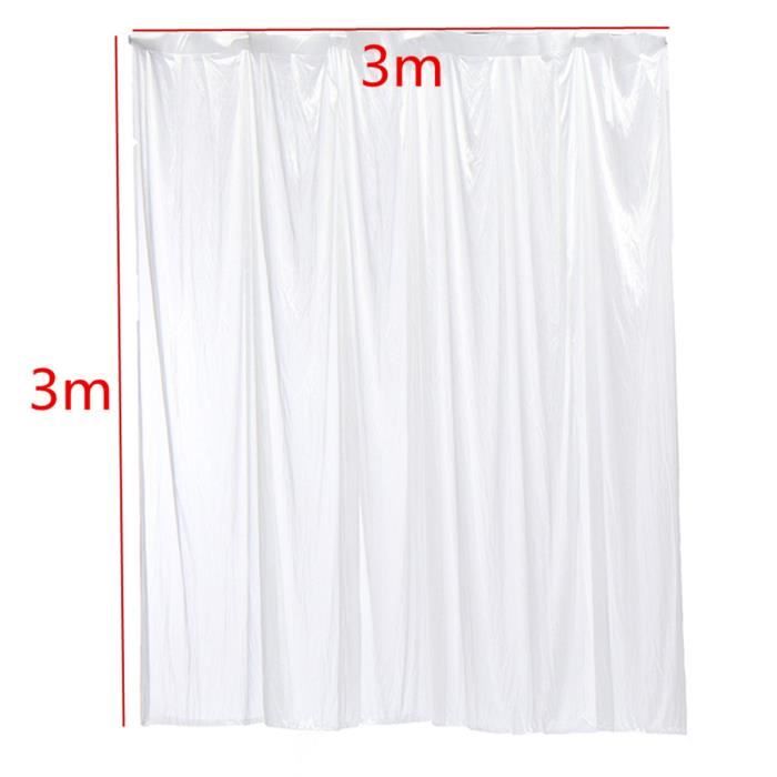 TRIEBAN Rideau Mariage 3m X 3m Blanc Soie De Glace 68DD Avec Swag Amovible - Fond Photo Fête Scène Théâtre