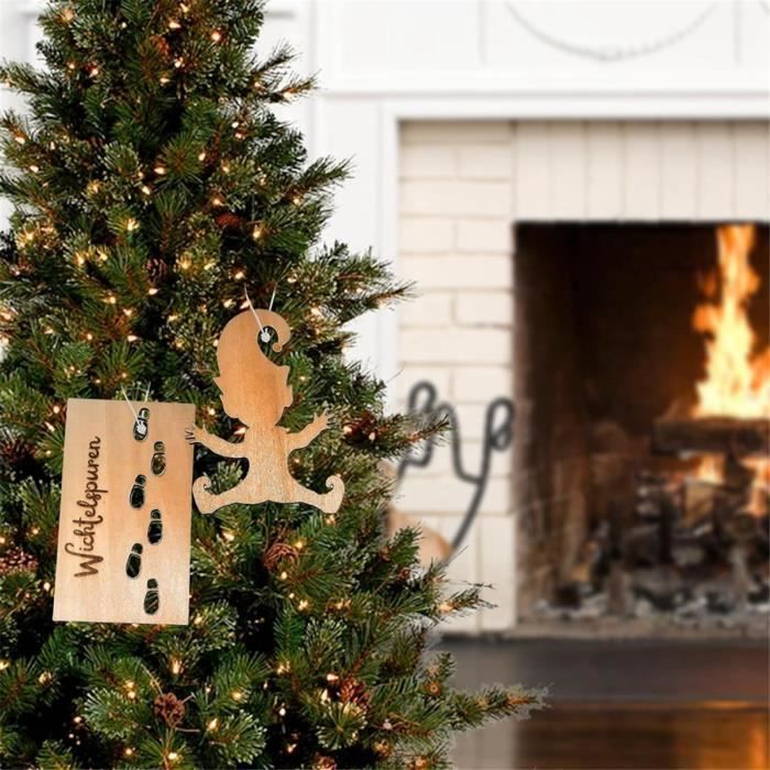 Kit 4 Pochoirs Empreintes Lutin De Noël - Père Noël, Traces, Traîneau, Vélo En Bois Pour Décoration - 9
