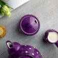 City to Cottage | Sucrier Pot de sucre | violet à pois blancs en céramique avec couvercle fait et peint à la main-3