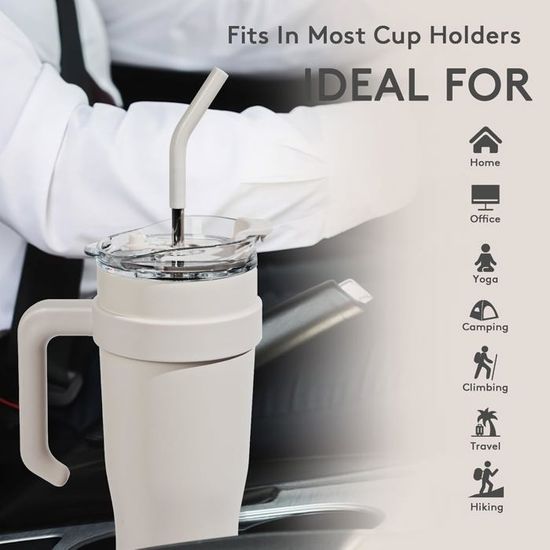 Gourde Isotherme 1,2L 'Tu Es Ma Caféine' - Acier Inox Double Paroi, Paille, Anse - Cadeau Personnalisé Café - 5
