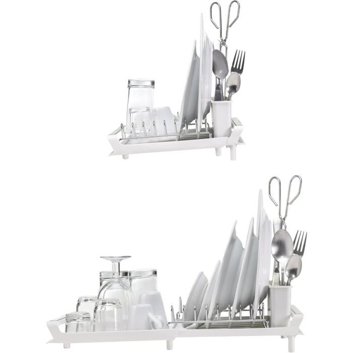 Égouttoir à Vaisselle Pliable Et Réglable Pour évier - Longueur 28 à 47 Cm - Inox Et Plastique - Idéal Petites Cuisines Petit Egouttoir Vaisselle