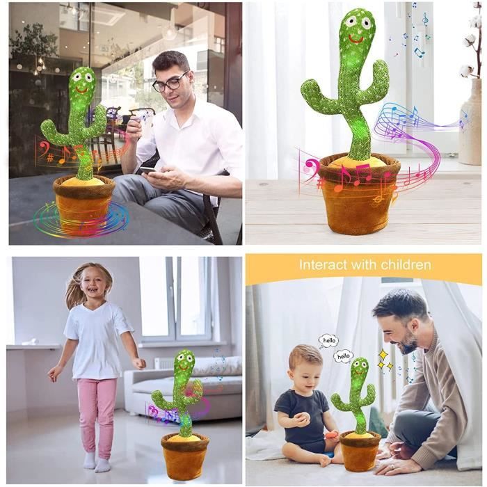 Cactus Qui Parle Et Danse - Jouet Interactif Avec LED, Enregistrement Et Musique - Cadeau Enfant Rigolo Et éducatif - 1