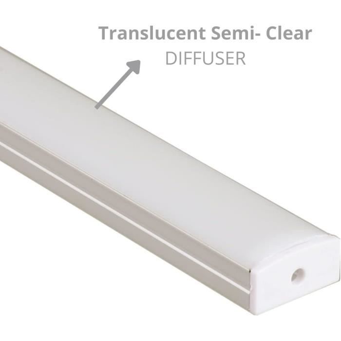 10 Rails En Aluminium Pour Bandes LED - 2 Mètres Chaque, Forme U/V/W, Avec Couvercle