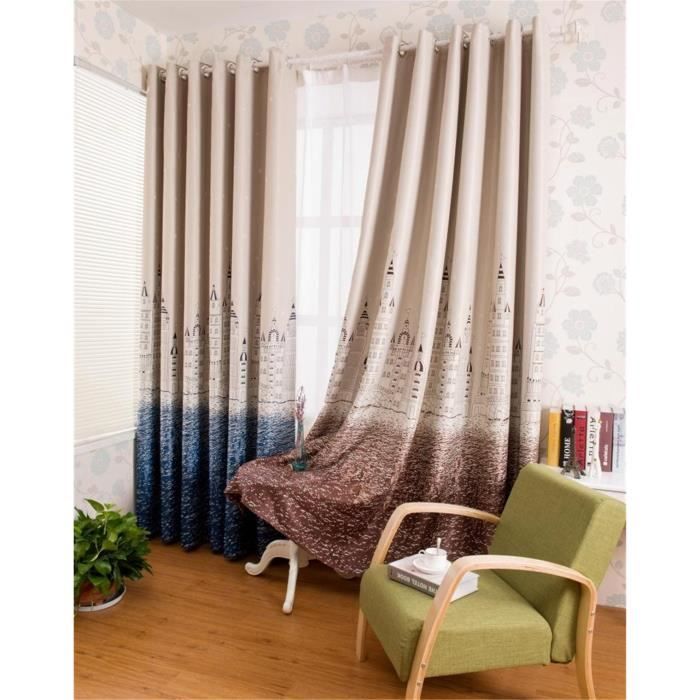 2 Rideaux Occultants Arc-en-Ciel Étoiles Perforées - 132x240cm - Blanc Voilage Enfant