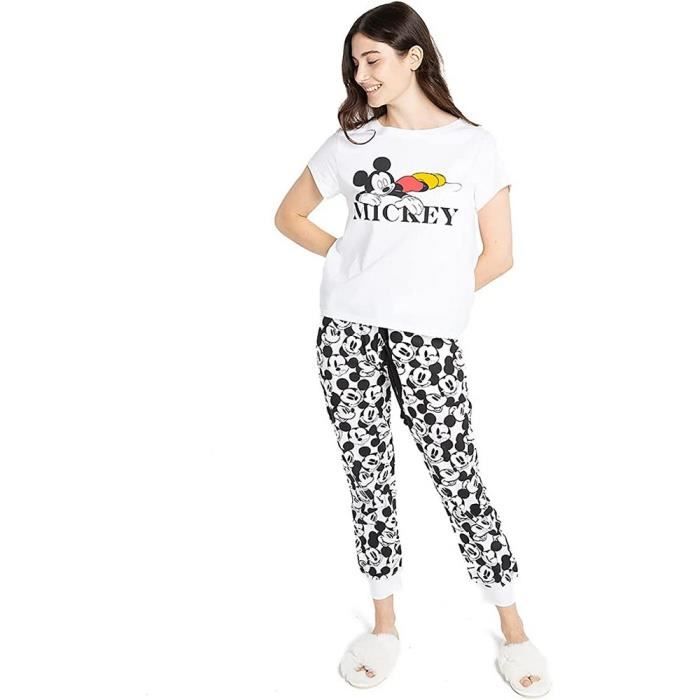 Pyjama Femme Disney Mickey Mouse Imprime integral Chevilles ajustees 100 Coton