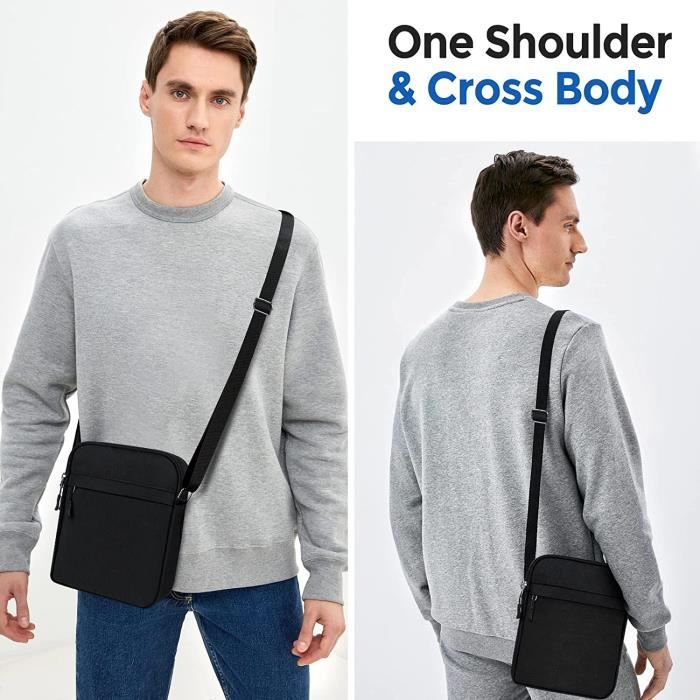 Sac Bandouliere Hommes avec 5 Pockets Petit Sacoche Bandouliere Homme et Femme pour Voyage Randonnee et Sports Noir