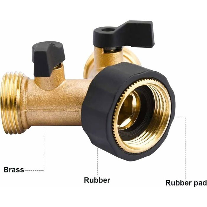 Robinet Jardin 3/4 Double Tête Laiton Résistant Au Gel Avec Adaptateurs Et Joints - Double Sorties Indépendantes