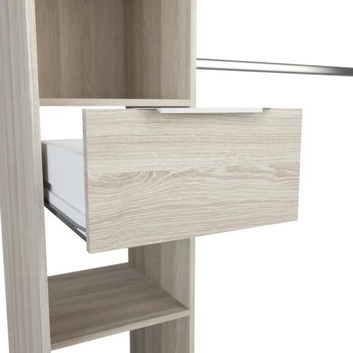 Dressing double extensible - Décor chêne + rideau - DANA - L 115/190 x P 50 x H 203 cm - DEMEYERE