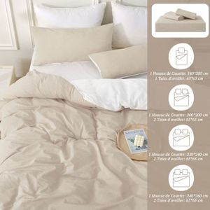 Beqnat Housse De Couette 220x240 Cm Avec 2 Taies D'oreiller 65x65