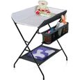 86x63x130 cm Table à Langer Pliante Portable pour bébé avec Paniers avec 3 compartiments pour Nouveaux-Nés Gris Blanc-0