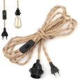 Lustre Corde de Chanvre Câble 4.5m, Douille E27 Interrupteur avec Fil Cable Ampoule, Pour DIY Lampe Suspension Lumière Pendante A12-0
