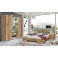 Chambre à coucher complète adulte MEGA (lit 180x200 cm + 2 chevets + armoire), coloris imitation chêne poutre-chrome brillant-0
