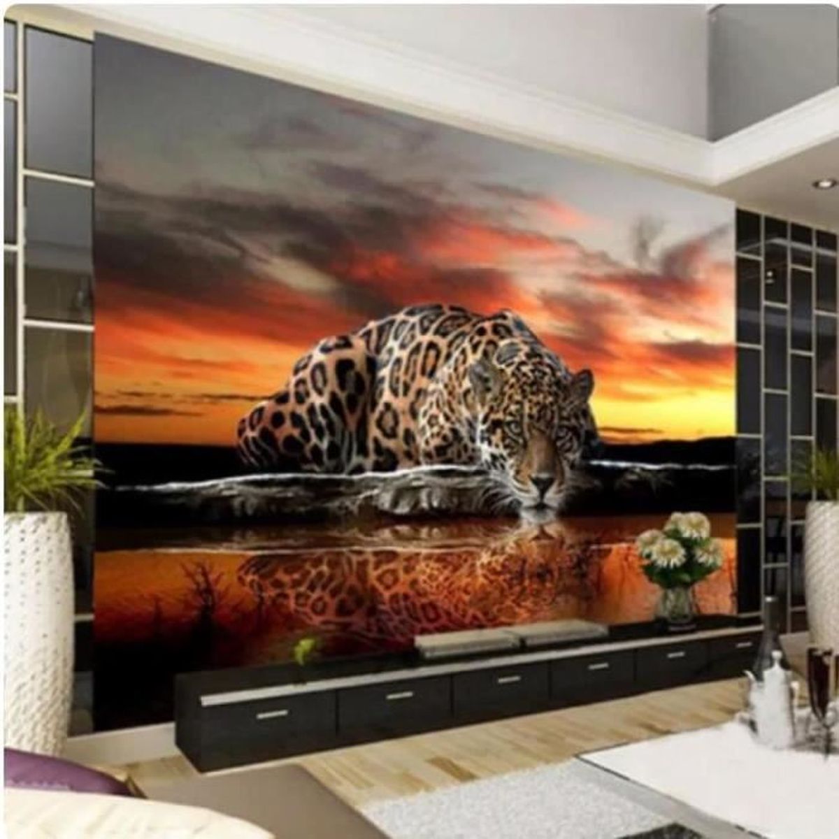 Papier Peint Autocollant Kay – Motif Léopard 3D, Amovible Et Coloré
