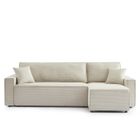 BAÏTA Canapé d'angle convertible et réversible 4 places ZOLA velours côtelé beige