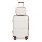 Kono Set de 2 Valise de Voyage 55x40x22cm Valise Rigide ABS Bagage Cabine+Valise Vanity Case à 4 roulettes et Serrure TSA, Crème