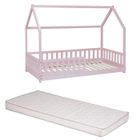 Lit cabane - Laïba Kids - Bosco - Rose - 90x190 cm - Matelas inclus