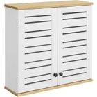 SoBuy BZR42-W Meuble Haut de Salle de Bain avec 2 Portes Placard Commode Meuble de Rangement Mural Armoire Suspendue